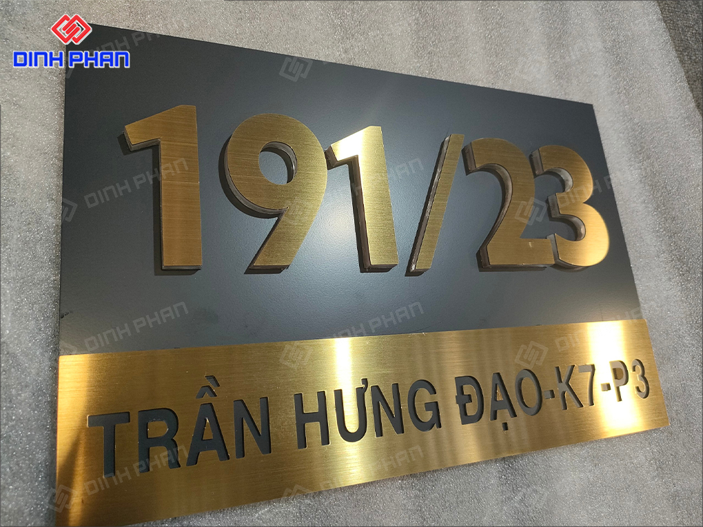 Làm Bảng Hiệu Đắk Lắk Biển số Nhà màu vàng xám