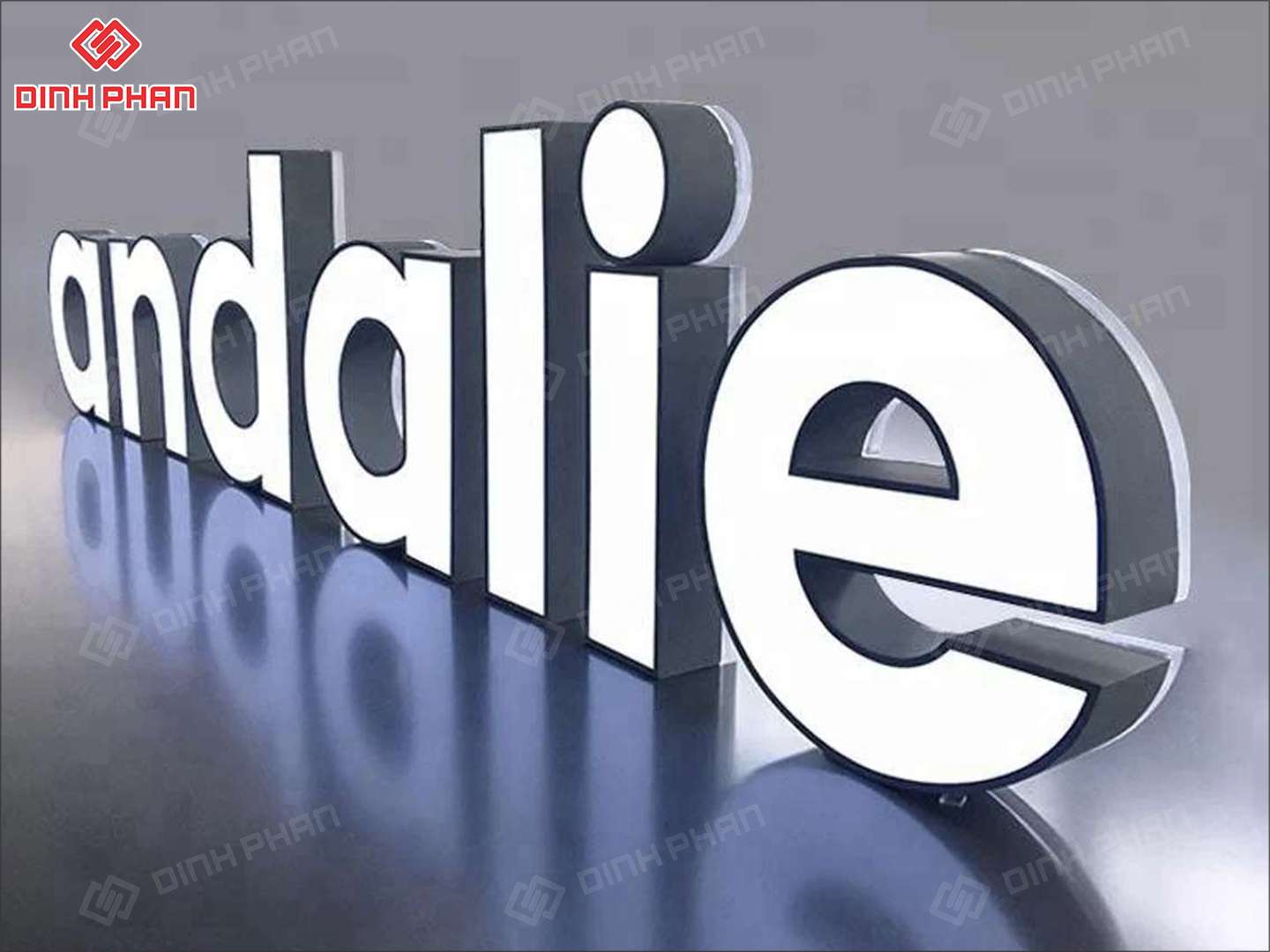 Làm Chữ andalie Inox lắp đèn bật đèn